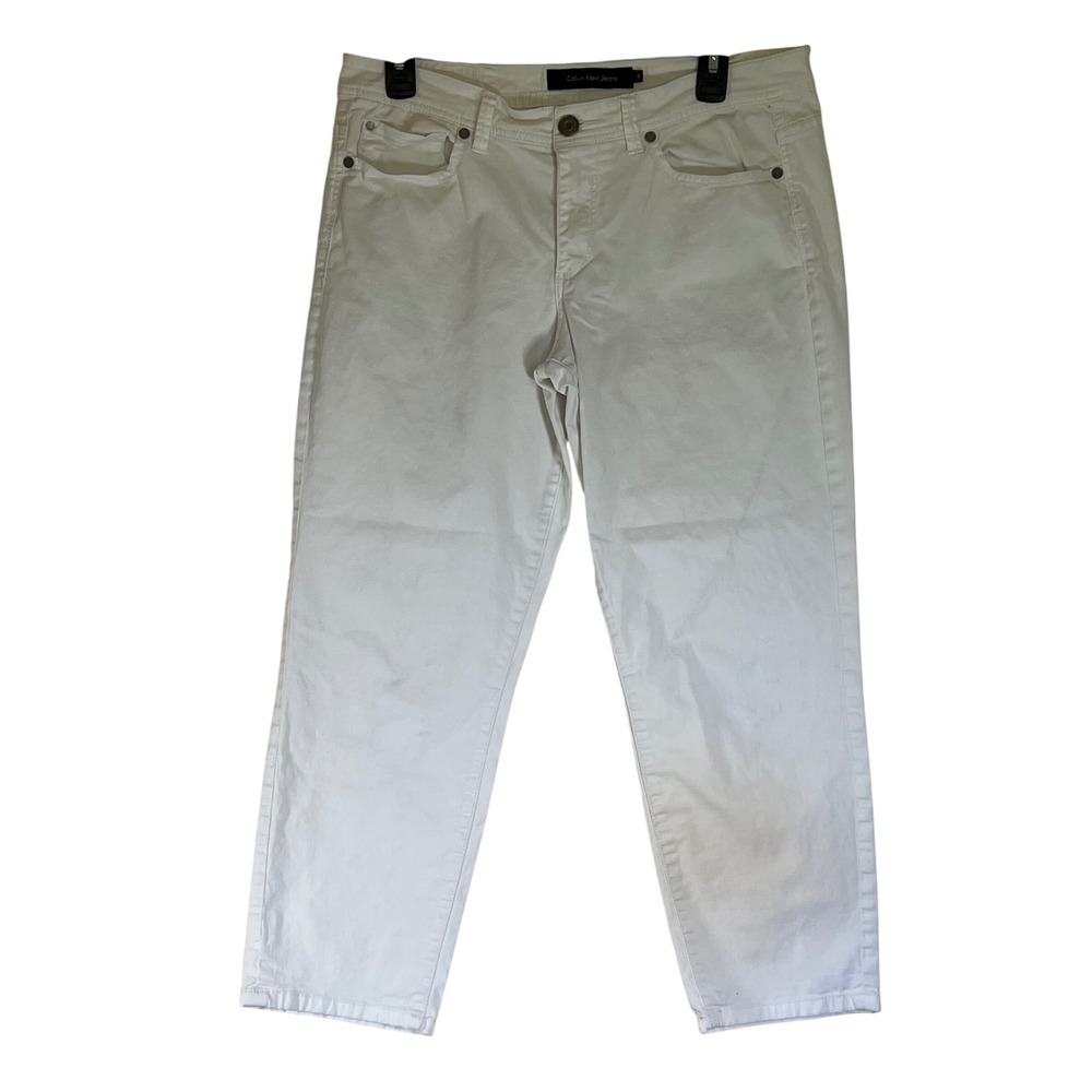 Calvin Klein Jeans Womens Size 12 White Skinny Crop Casual Pants